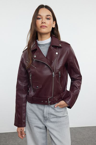 Trendyol Collection Bordó műbőr motoros dzseki - TWOAW25MO00002