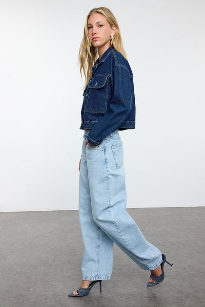 Trendyol Collection Blau - More Sustainable Skater Baggy Jeans Normale Taille TWOAW25JE00230