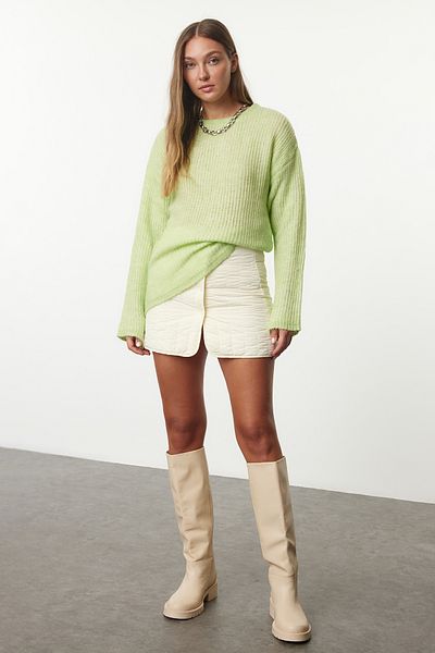 Trendyol Collection Pulover de tricotaj cu gât verde ulei - TWOAW25KZ00340