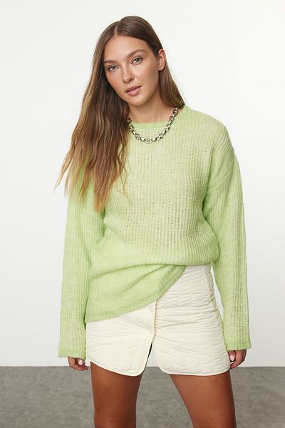 Trendyol Collection Pulover de tricotaj cu gât verde ulei - TWOAW25KZ00340