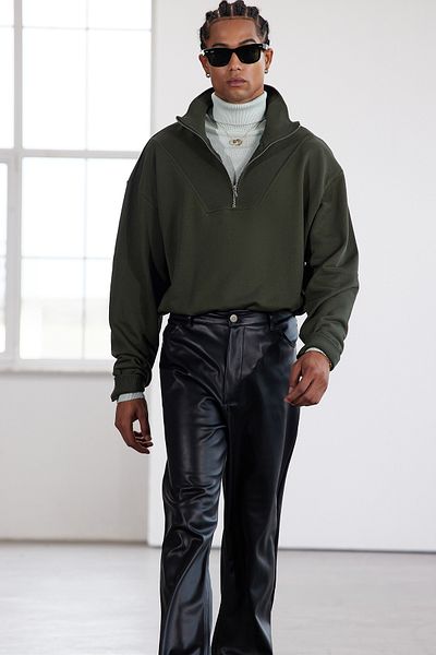 Trendyol Collection Περιορισμένης έκδοσης Χακί Oversize/Φαρδύ κομμένο γιακά με φερμουάρ χωρίς ράχη TMNAW25SW00141