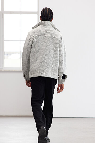 Trendyol Collection Unisex Gray Regular Fit Textured Winter Jacket - Tmnaw25Ce00002