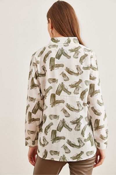 Olalook Dámská plátěná košile s khaki manžetou Gml- 19001248