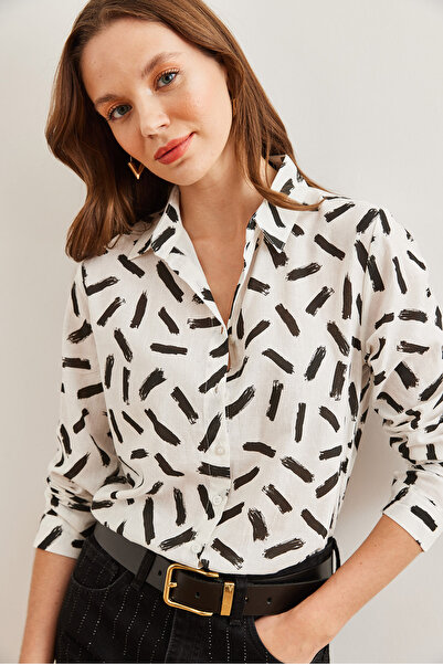 Olalook Women's Black Linen Shirt - with Stick Cuffs, Gml- 19001248