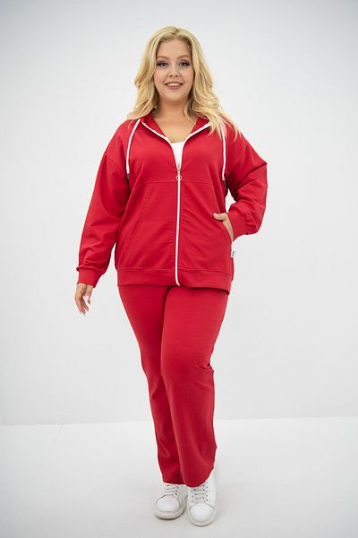 Koza Butik Plus Size Hooded Tracksuit Set - Pocket Detailed 8139-25