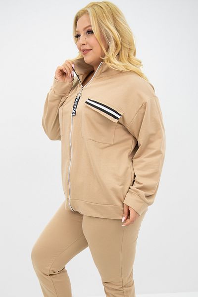 Koza Butik Σετ αθλητική φόρμα με φερμουάρ Plus Size - Stand Collar 8133-25