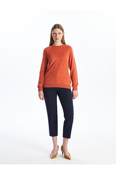 LC Waikiki Pulover de damă cu mânecă lungă, cu decolteu, cu model, cu mânecă lungă - W40466z8