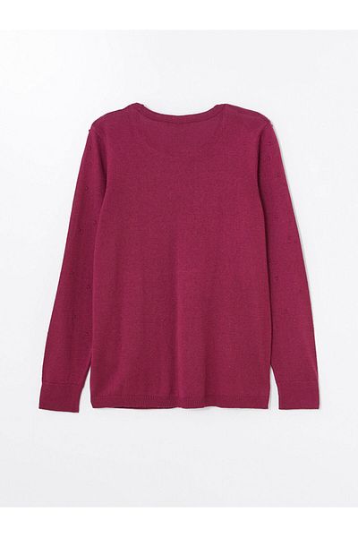 LC Waikiki Pulover de damă cu mânecă lungă, cu decolteu, cu model, cu mânecă lungă - W40248z8