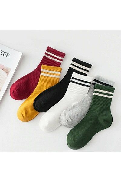 SOYTEMİZ Unisex Κάλτσες τένις 6 τεμαχίων μικτών χρωμάτων ριγέ