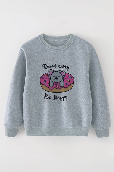 ŞAPKAKİDS Специален дизайн, детски суитшърт Happy Panda с 3 прежди, голям размер, 12420