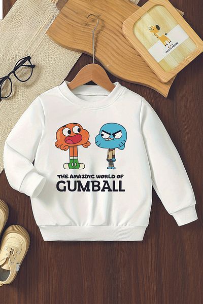 ŞAPKAKİDS Специален дизайн Детски суичър с щампа Gumball 11053