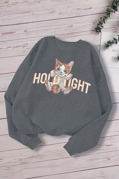 ŞAPKAKİDS Детски суитшърт Premium Hold High Cat Oversize - 12808