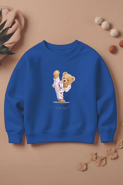 ŞAPKAKİDS Специален дизайн Sleepy Taekwondo Boho 3 Thread Oversize детски суитшърт 12397