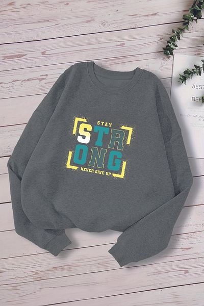 ŞAPKAKİDS Специален дизайн STRONG Never Give Up Style Oversize детски суитшърт 12604
