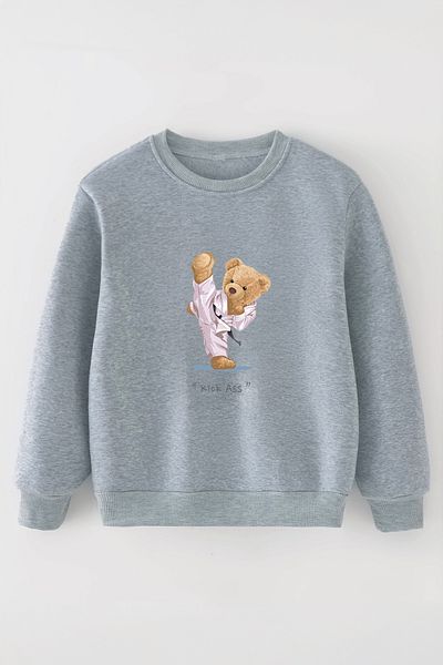 ŞAPKAKİDS Специален дизайн Sleepy Taekwondo Boho 3 Thread Oversize детски суитшърт 12397