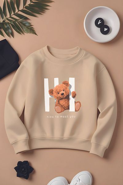 ŞAPKAKİDS Special Design Hi Boho Printed Oversize Children's Sweatshirt 11108