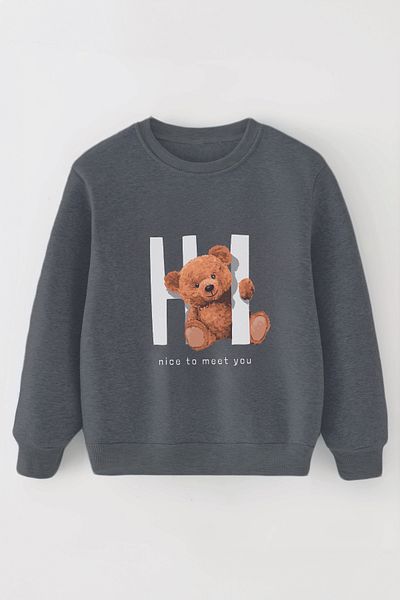 ŞAPKAKİDS Специален дизайн, детски суитшърт с щампа Hi Boho, голям размер, 11108