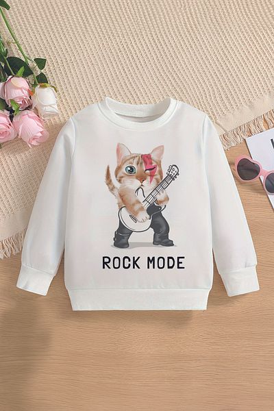 ŞAPKAKİDS Детски суитшърт Cat Is Rock Mode Premium Oversize - 13330