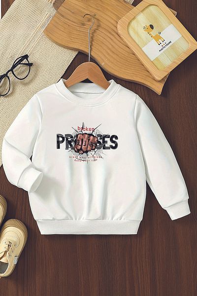 ŞAPKAKİDS Детски суитшърт със специален дизайн Broken Process Oversize 12529