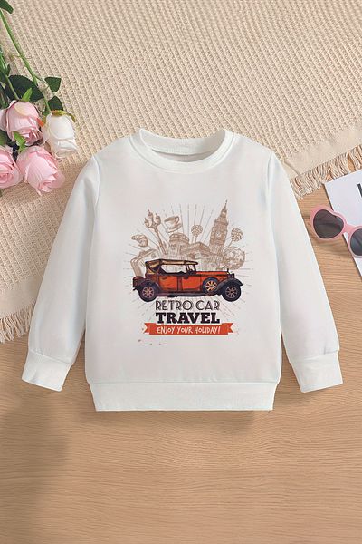 ŞAPKAKİDS Детски суитшърт Retro Car Traveller Oversize - Premium 13043