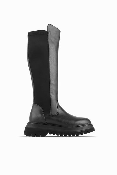 Lal Shoes & Bags Дамски черни ботуши с висока подметка и разтеглив гръб Gunther