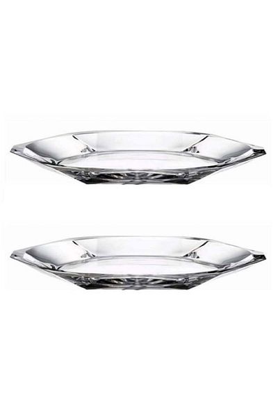 Paşabahçe 2 Pieces Nude Reflection Series Glass Crystal Serving Plate, Presentation Dish, Presentation Plate 68197