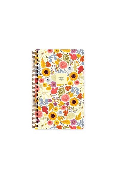 KESKİN COLOR Hard Cover Plain Spiral Flower Notebook Sunflower 13x21