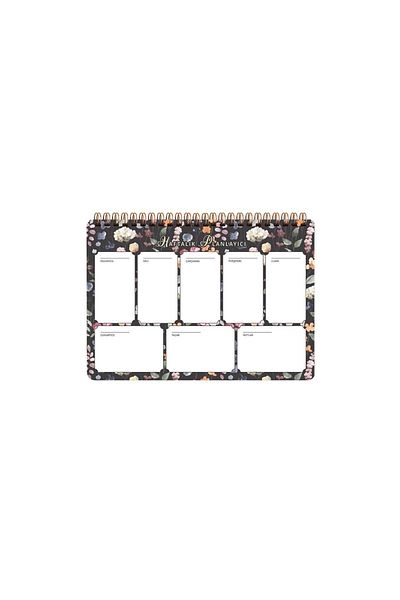 KESKİN COLOR Spiral Planner Black Flower 17x24