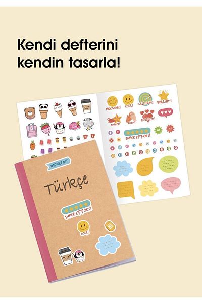 KESKİN COLOR Caiet cu dungi roșii - 18,5*26 50 Yp, copertă Kraft și autocolant