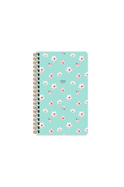 KESKİN COLOR Hard Cover Plain Spiral Flower Notebook Water Green 13x21