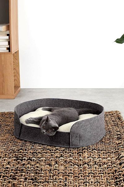 Bundera Zeus Grey Plush Cat Bed - Dog Cushion Pet Cat Nest House Shed