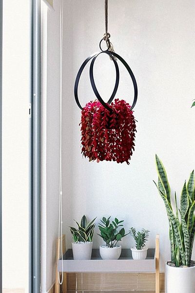 Bundera Black Wrought Iron Flower Pot - Ceiling Hanging, Garden Balcony and Decorative Wall Flower Pot Hanging
