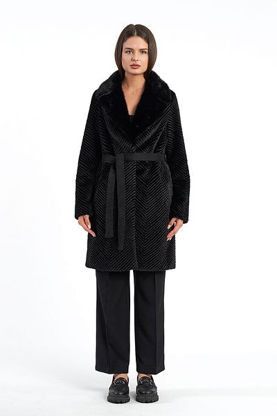 Palio Women's Long Coat with British Collar Belt and Faux Fur