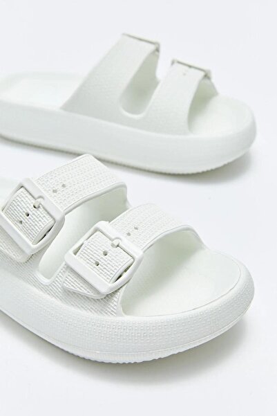 Zerenyus Eva White - Παντόφλες Καλοκαιρινής Πλατφόρμας Διπλής Πόρπης