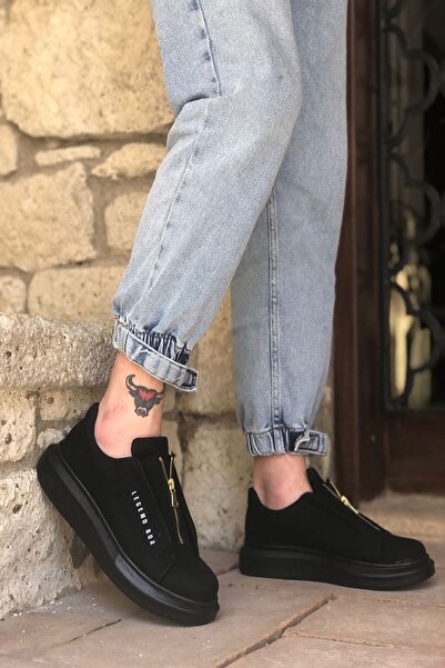 Rainon Store Outdoor Men's Sneakers - Black Leather Zippered