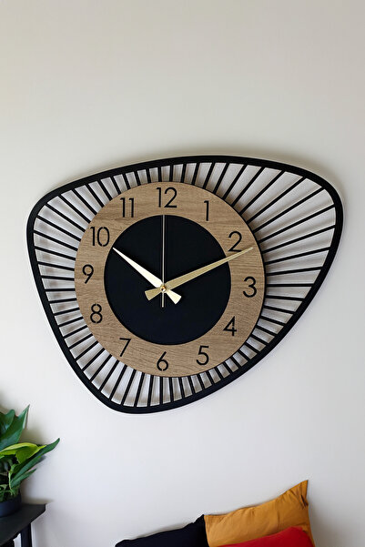 LUPOKRAFT Dekoratif Yeni Modern Bellatrix Meşe Ahşap Duvar Saati 48 cm