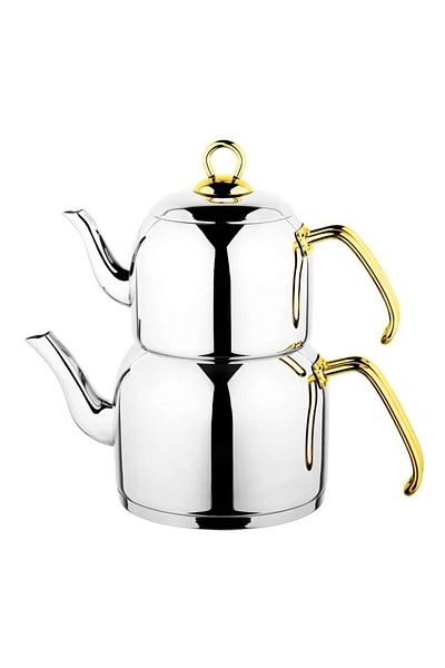 Özkent 310.03 Violet Steel Handle Mega Size Teapot Gold
