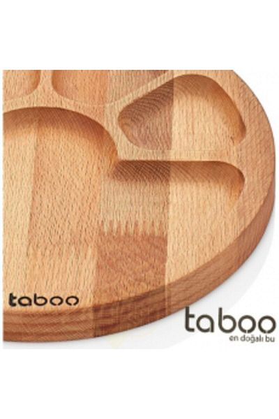 Taboo Tab-8120 Wooden Snack Bowl with 5 Compartments Large Size