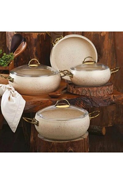 Genel Markalar Fildişi Granit 7 Parça Güveç Tencere Seti