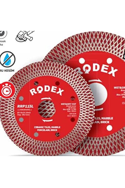 Rodex 115MM KURU ISLAK KESİMLİ DEV BÖLÜMLÜ AGRESİF ELMAS TESTERE BIÇAĞI (RRP1...