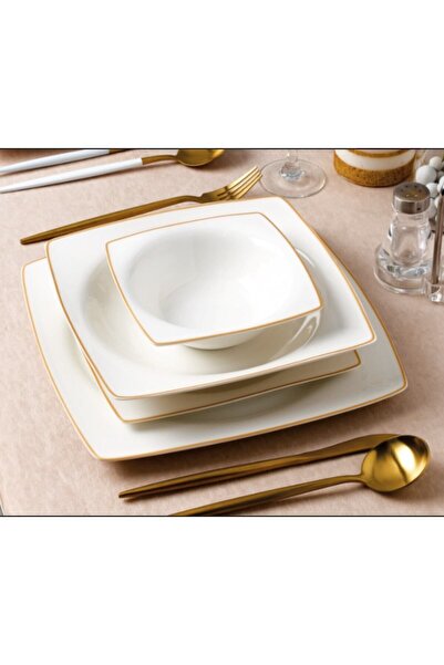 SILA Gold Detaylı Kare Yemek Takımı 6 Kişilik 24 Parça
