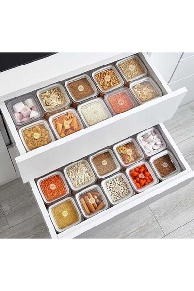 VİP AHMET Vipahmet New Vacuum Square Storage Container Set of 5