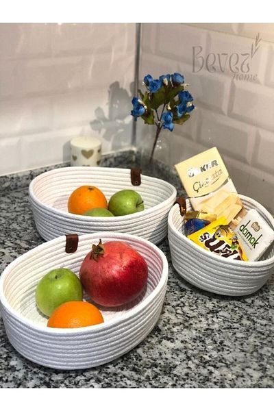 BEVEZ HOME Set de 3 coșuri ovale pentru cremă - multifuncțional