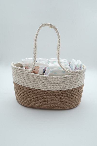 JASPER Beige Jute Rope Baby Care Bag and Organizer