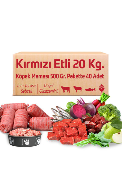 Çiğmamam Doğal Kedi ve Köpek Maması Barf Kırmızı Etli Tahılsız Sebzeli 20 Kg ...