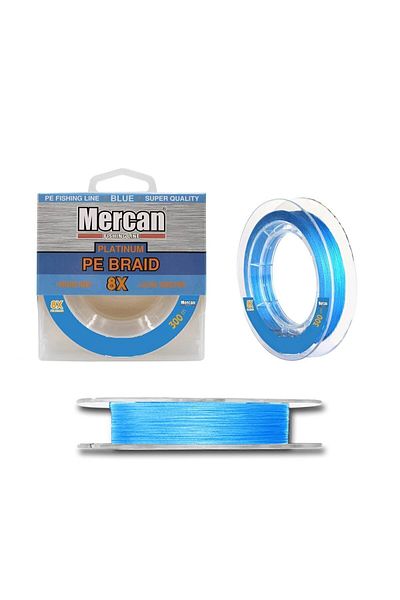MERCAN MİSİNA Mercan Platinum Pe 8x Linie de pescuit cu bobină albastră 300 M