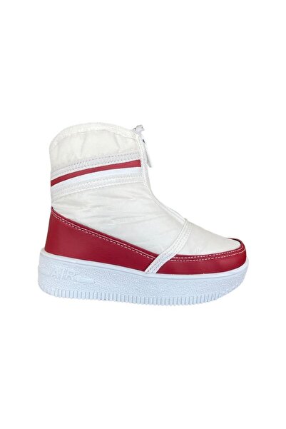 Liger Зимові черевики для дівчаток і хлопчиків з підкладкою з хутра, стійкі до холоду, для дитячого садка та яслах БІЛІ - ЧЕРВОНІ