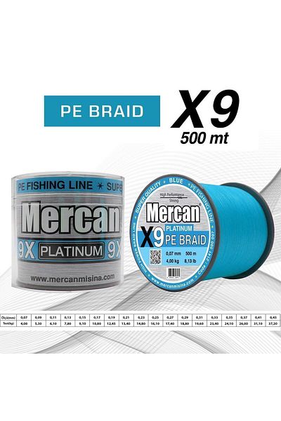 Mercan Platinum X9 Blue Pe Knit - 500m Line