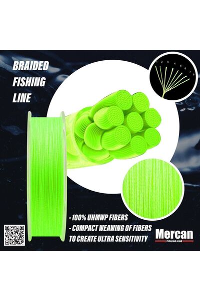 Mercan Platinum X8 Neon Green String - 150m Reel Fishing Line