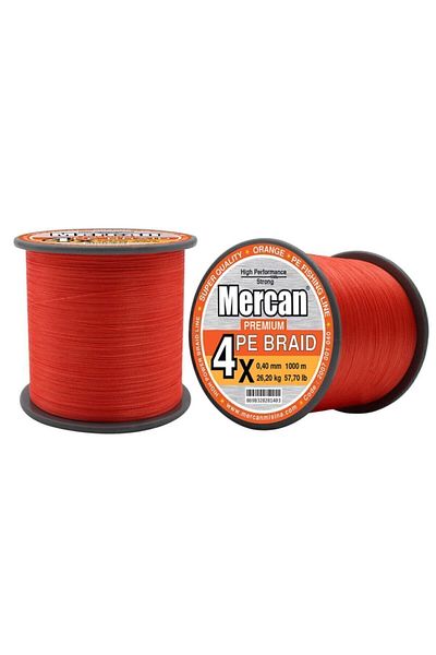MERCAN MİSİNA Mercan Pe Knit Premium 4x Fire 1000 M Linie portocalie